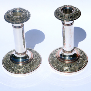 A pair antique Georgian Old Sheffield silver Plate Candlesticks C.early 19thC