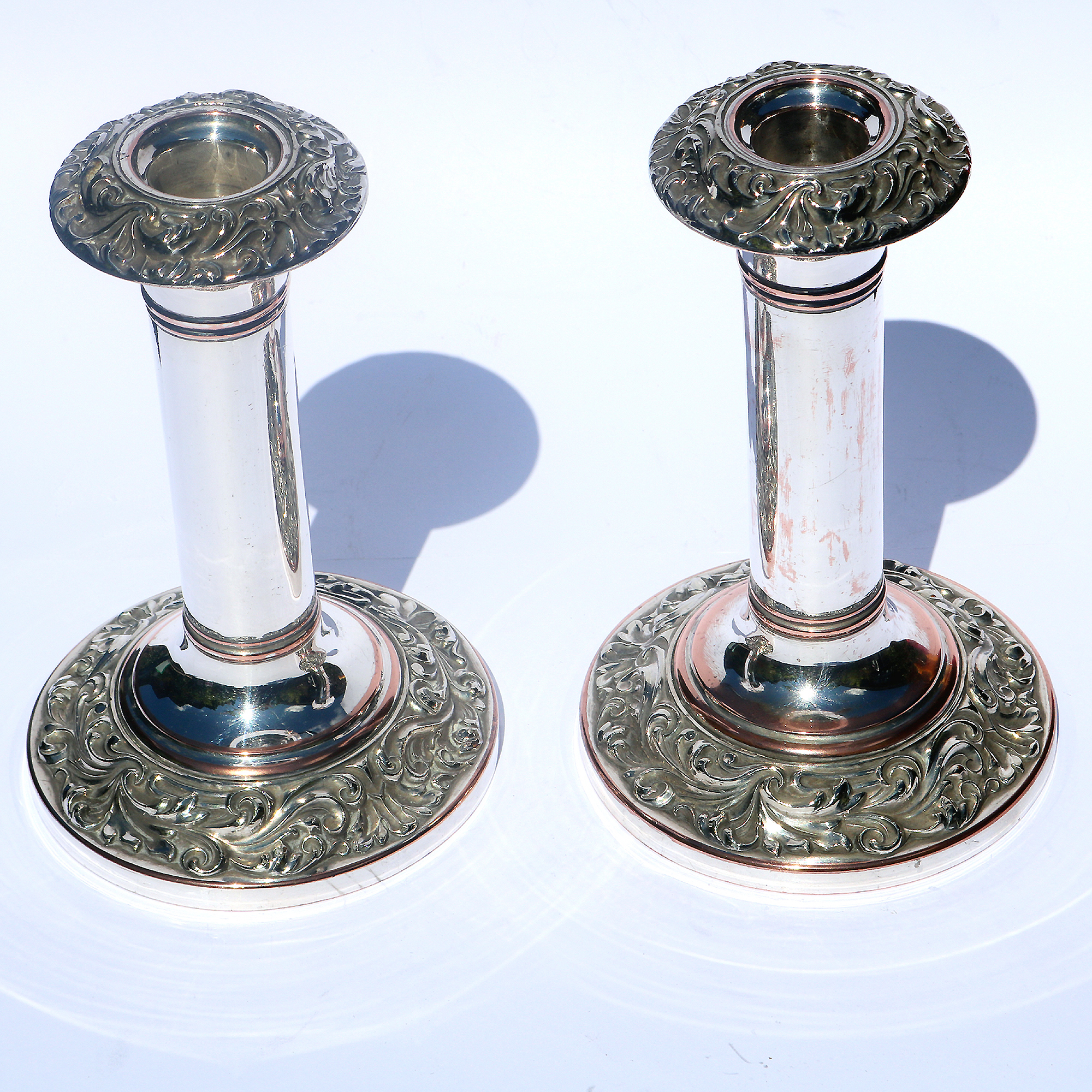 A pair antique Georgian Old Sheffield silver Plate Candlesticks C.early 19thC