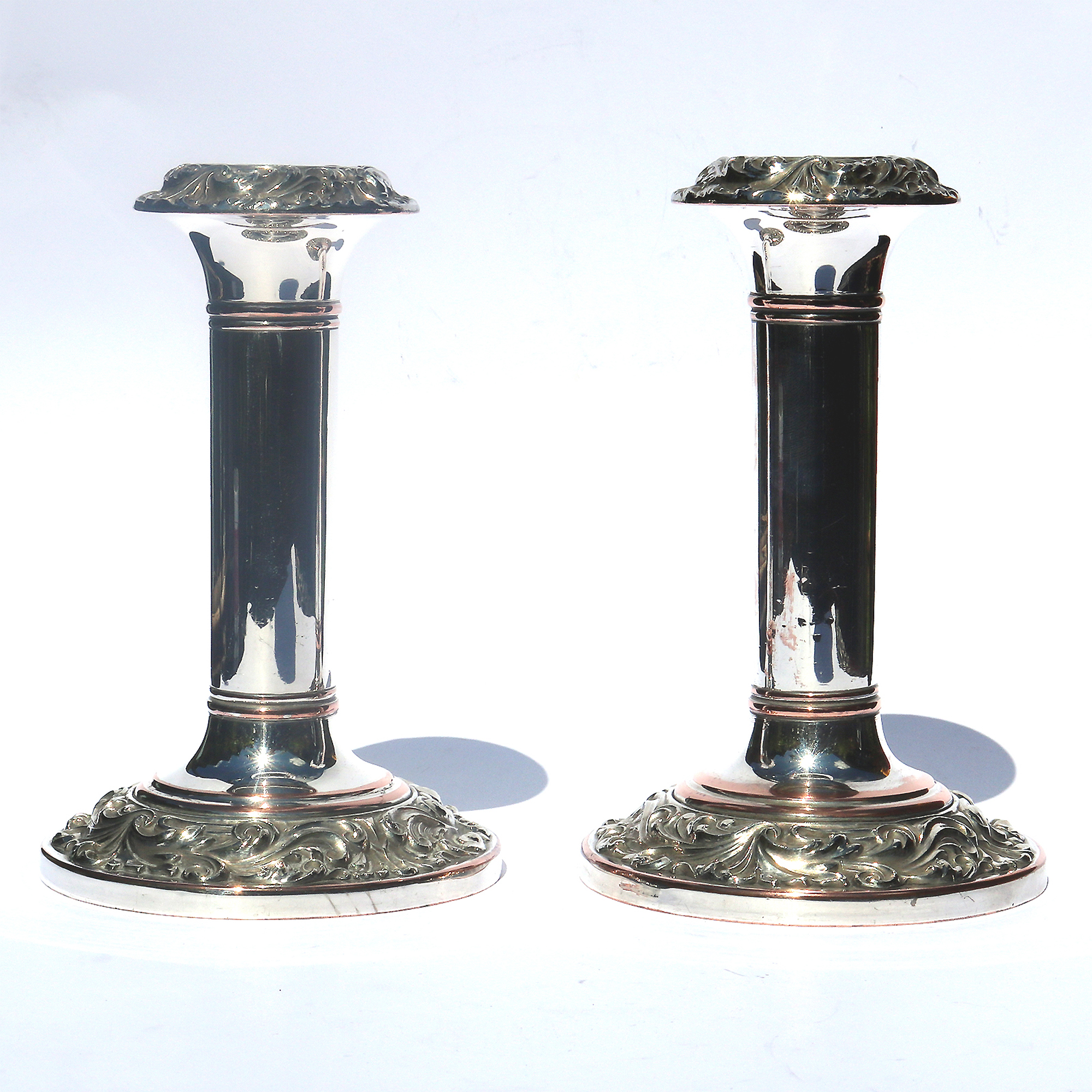 A pair antique Georgian Old Sheffield silver Plate Candlesticks C.early 19thC