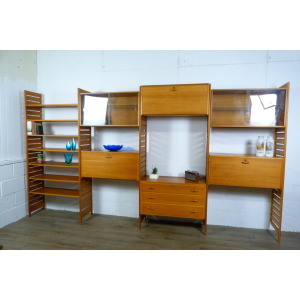 Staples 4 Bay Teak Ladderax Shelving Workspace