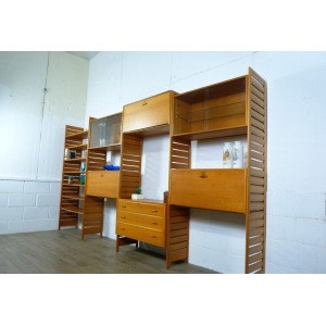 Staples 4 Bay Teak Ladderax Shelving Workspace