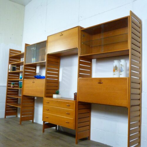 Staples 4 Bay Teak Ladderax Shelving Workspace