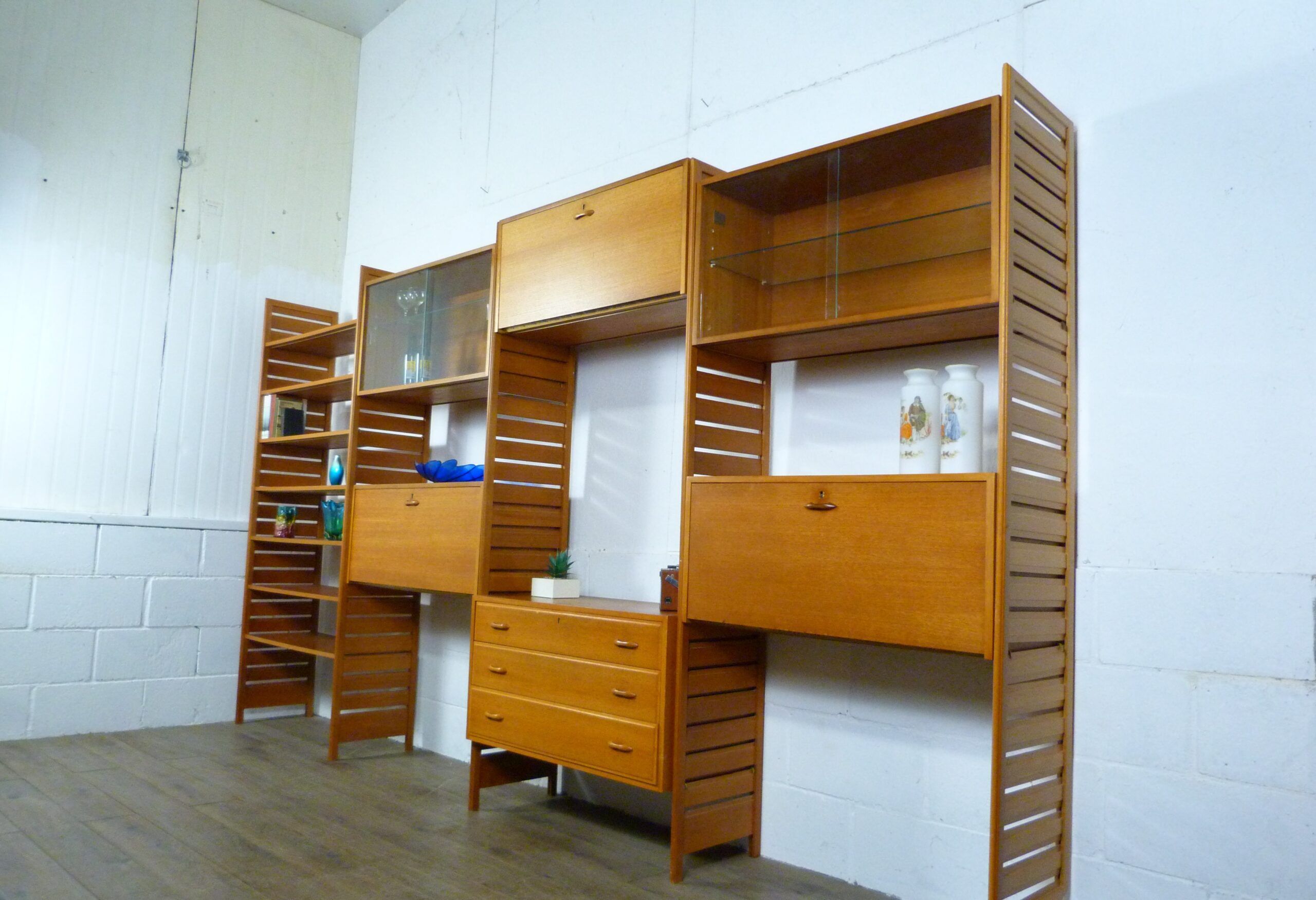 Staples 4 Bay Teak Ladderax Shelving Workspace