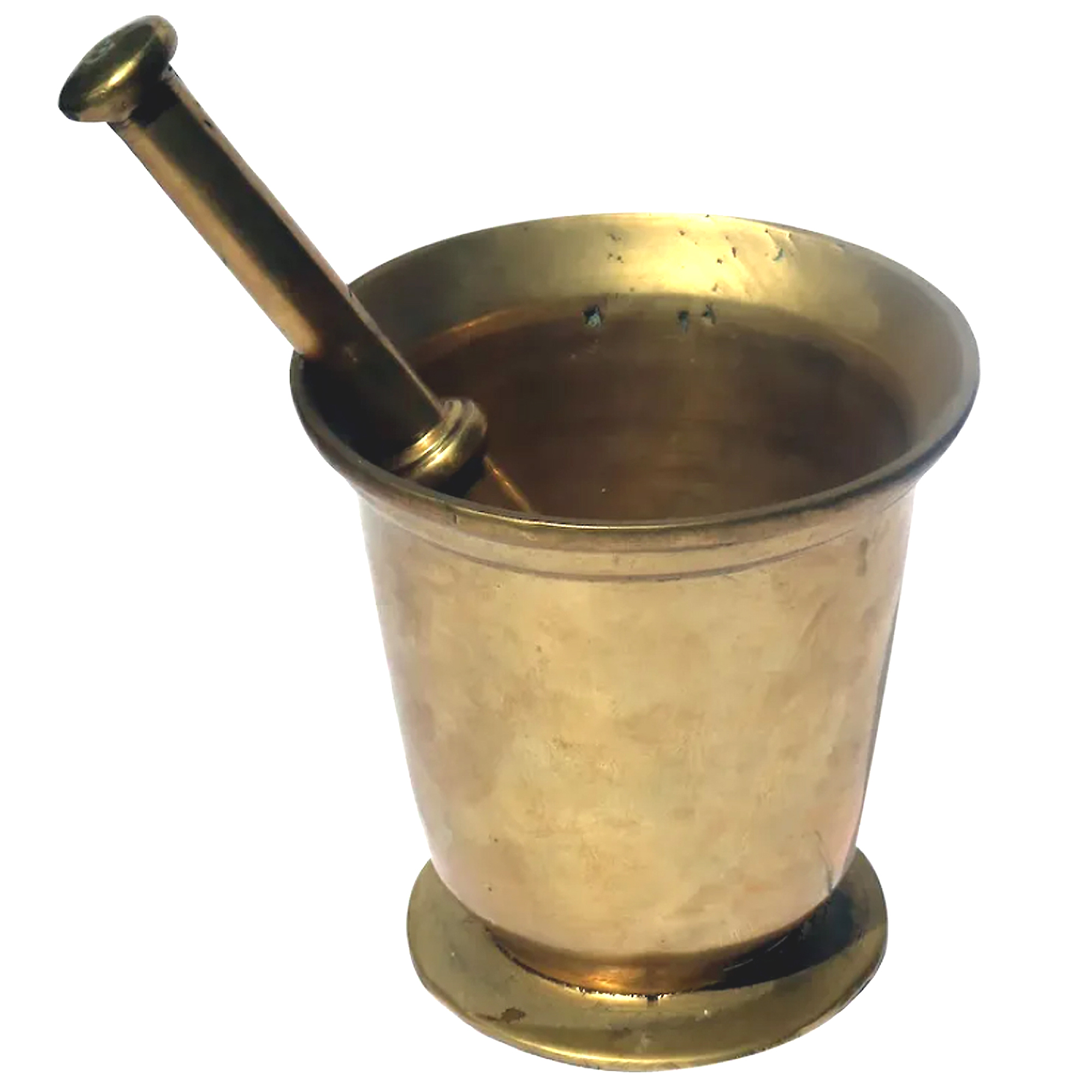 A large heavy-duty vintage solid brass Pestle & Mortar C.20thC