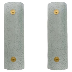 Pair of Modern Italian Murano Glass Green Water and Brass Wall Sconces