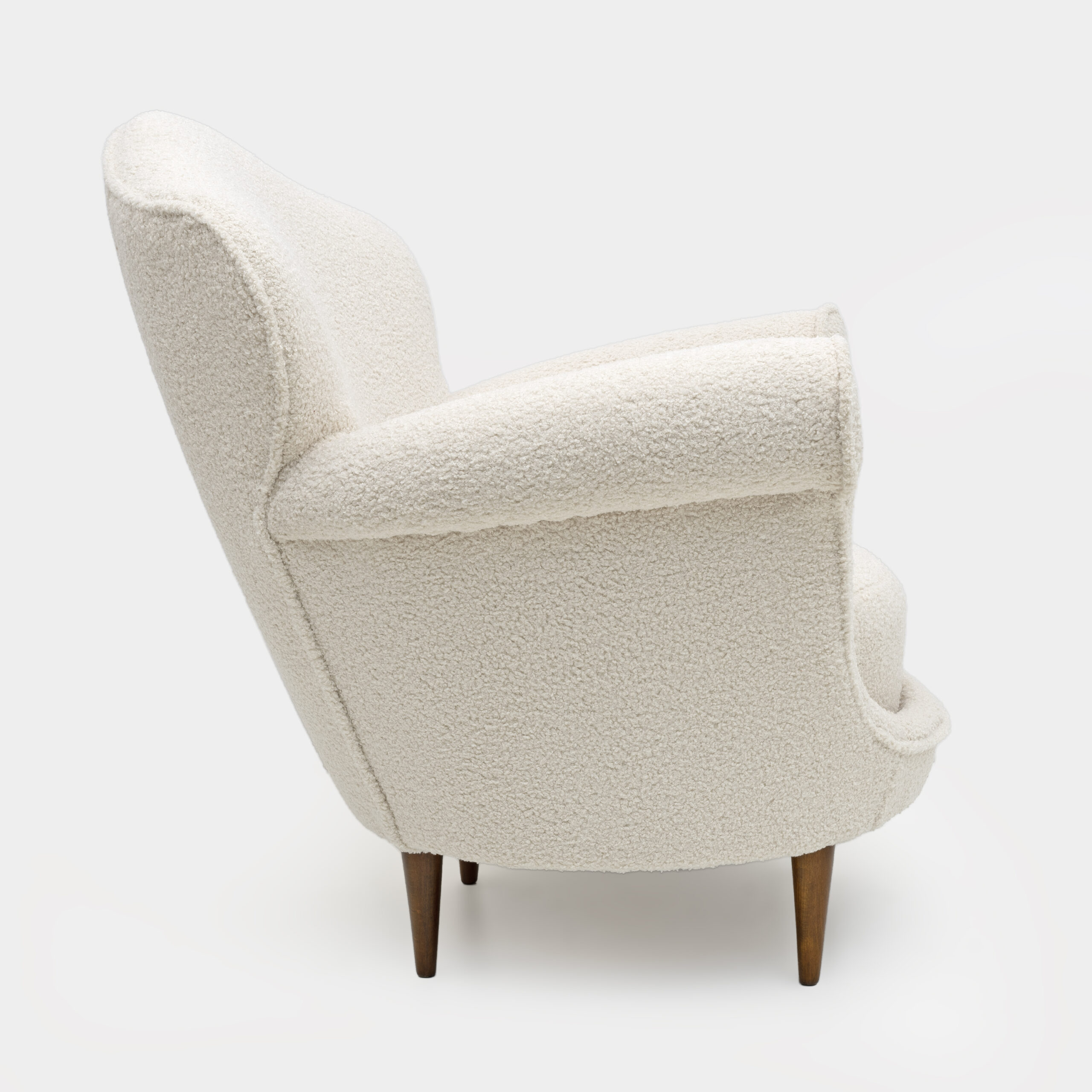 Mid-Century Modern Italian Bouclè Curved Armchair, 1950s