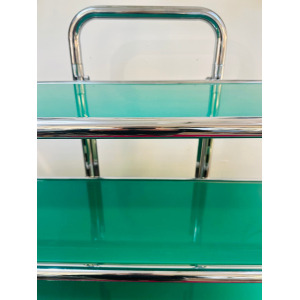 5 Shelf Chrome & Green Perspex Shelving Unit, 1970s