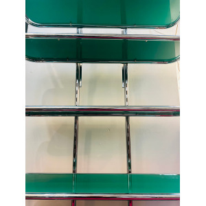 5 Shelf Chrome & Green Perspex Shelving Unit, 1970s