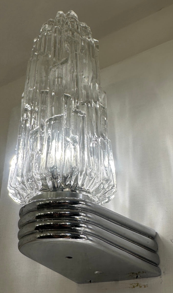 Hoffmeister Iced Glass Wall Lights, 1970s