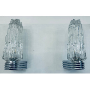 Hoffmeister Iced Glass Wall Lights, 1970s