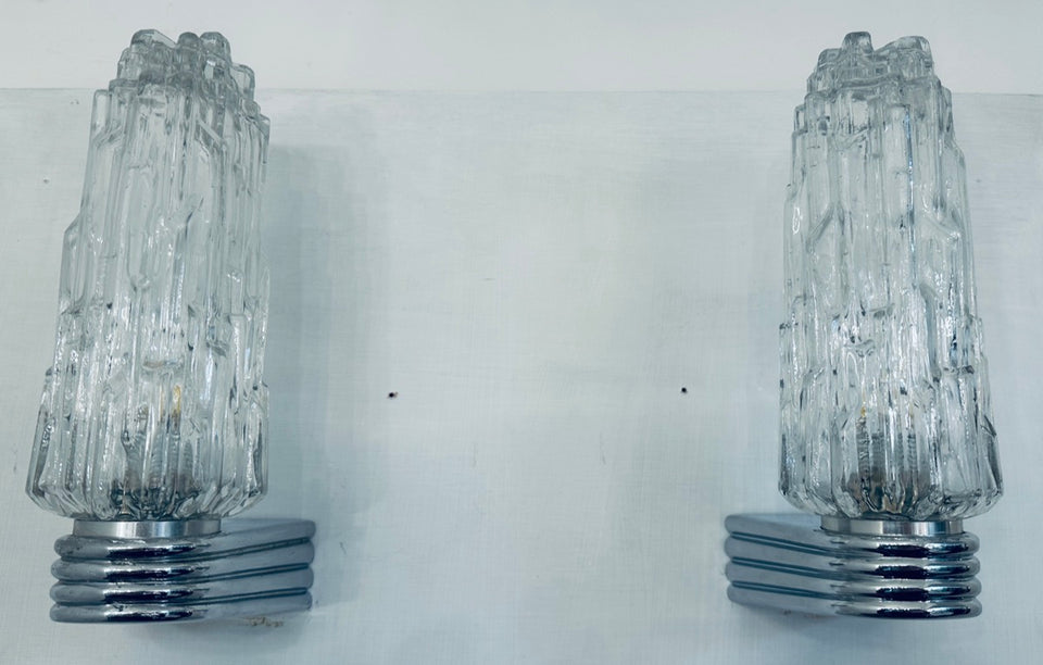 Hoffmeister Iced Glass Wall Lights, 1970s
