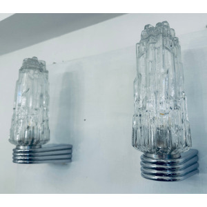 Hoffmeister Iced Glass Wall Lights, 1970s