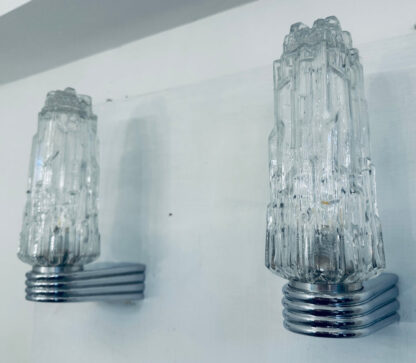 Hoffmeister Iced Glass Wall Lights, 1970s - Image 8
