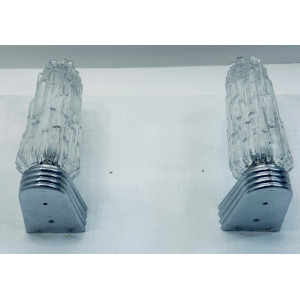 Hoffmeister Iced Glass Wall Lights, 1970s