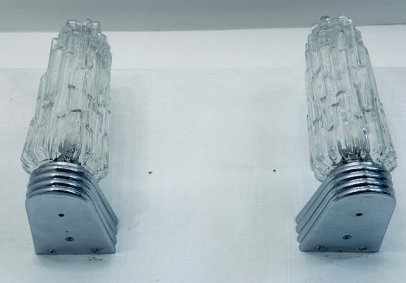 Hoffmeister Iced Glass Wall Lights, 1970s