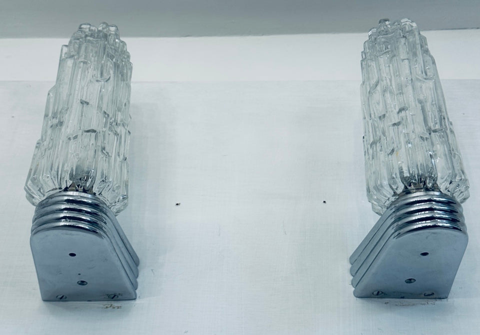 Hoffmeister Iced Glass Wall Lights, 1970s