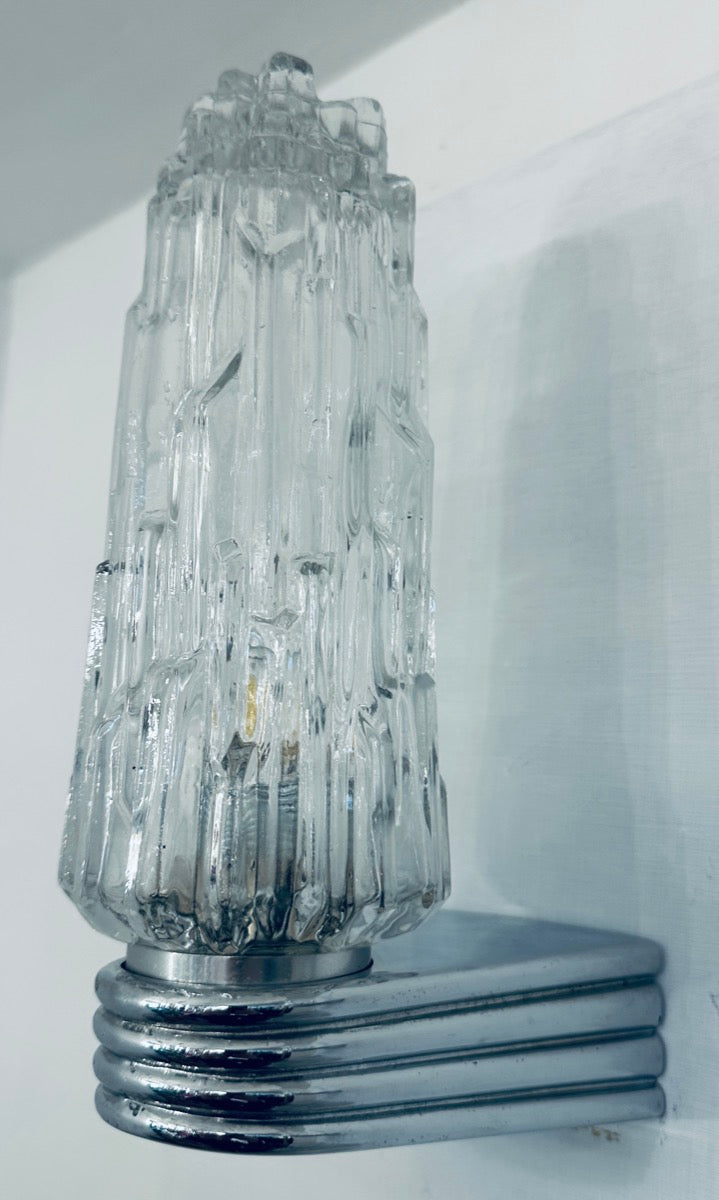 Hoffmeister Iced Glass Wall Lights, 1970s