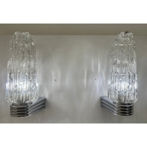Hoffmeister Iced Glass Wall Lights, 1970s