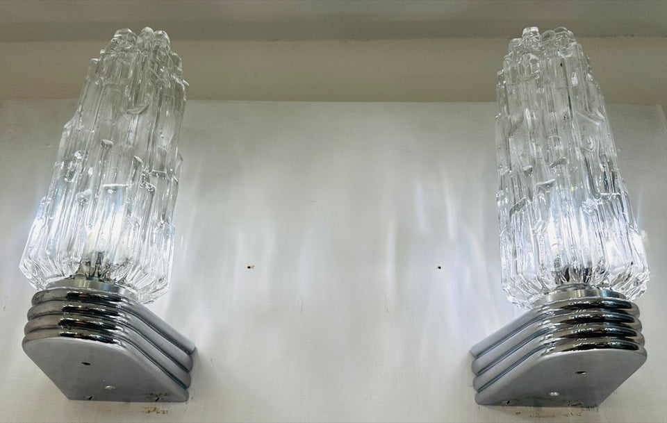 Hoffmeister Iced Glass Wall Lights, 1970s