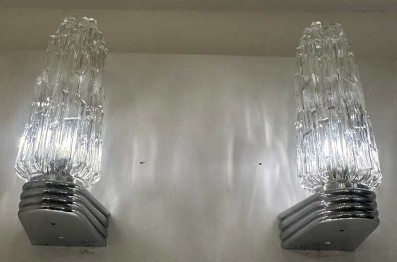 Hoffmeister Iced Glass Wall Lights, 1970s