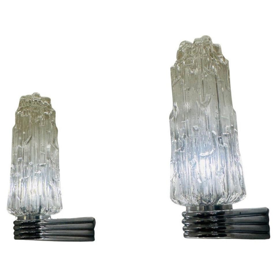 Hoffmeister Iced Glass Wall Lights, 1970s