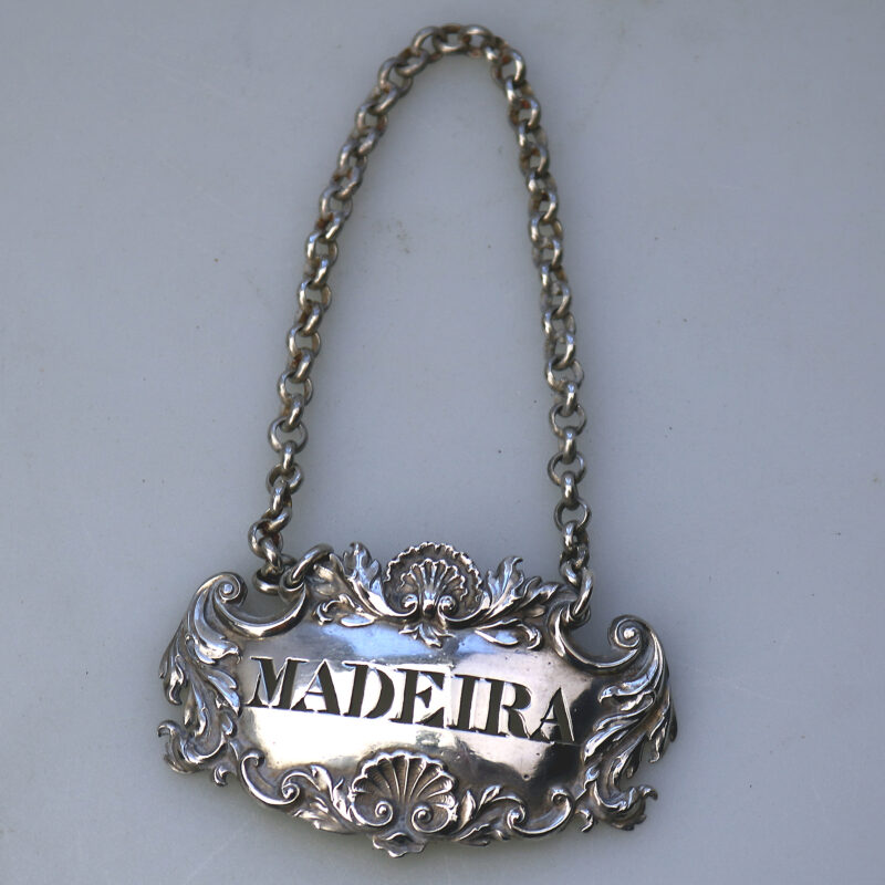 Antique Georgian solid silver Madeira pierced Decanter Label Ticket 20g C.1823