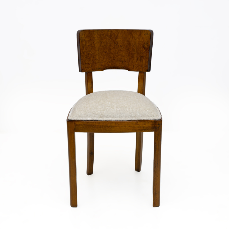 Set of Six Art Deco Italian Walnut Dining Chairs, 1930s - Image 4