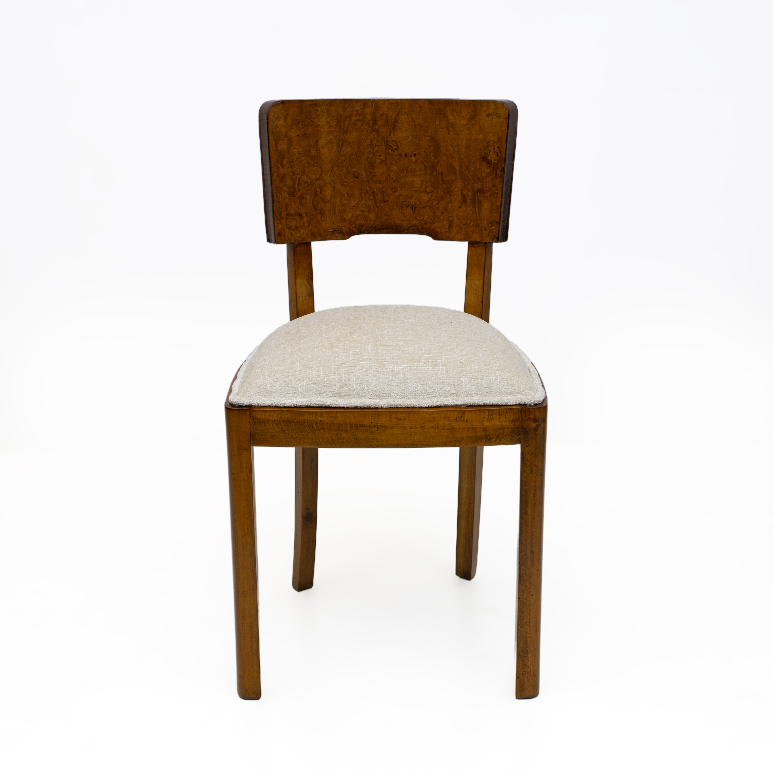 Set of Six Art Deco Italian Walnut Dining Chairs, 1930s