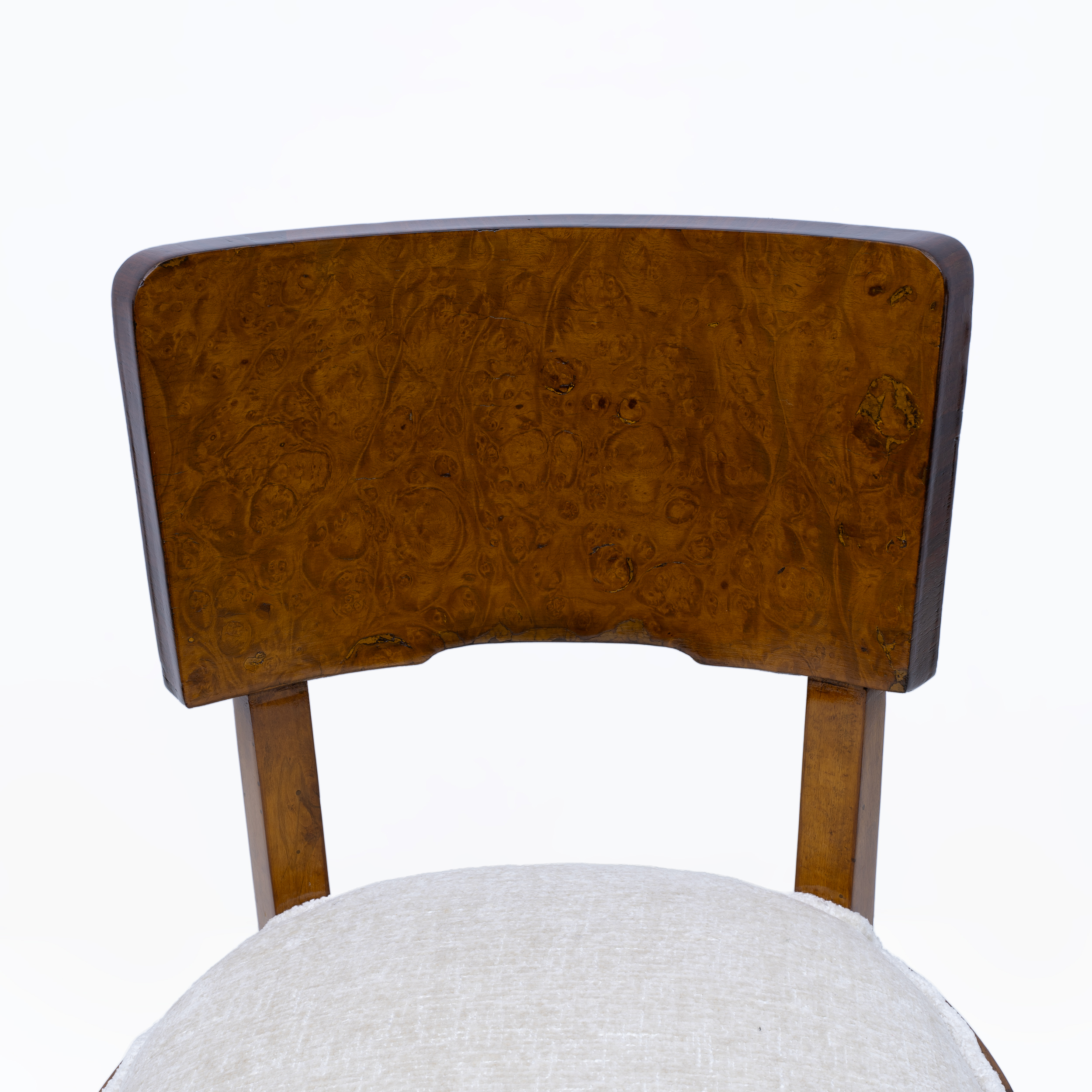 Set of Six Art Deco Italian Walnut Dining Chairs, 1930s
