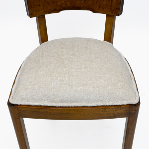 Set of Six Art Deco Italian Walnut Dining Chairs, 1930s