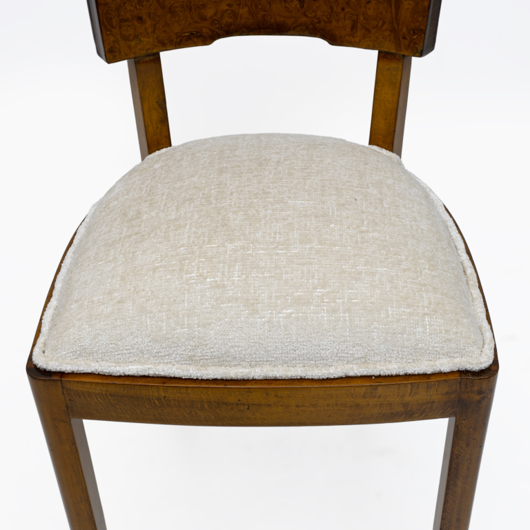 Set of Six Art Deco Italian Walnut Dining Chairs, 1930s - Image 6