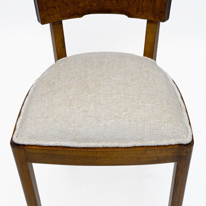 Set of Six Art Deco Italian Walnut Dining Chairs, 1930s