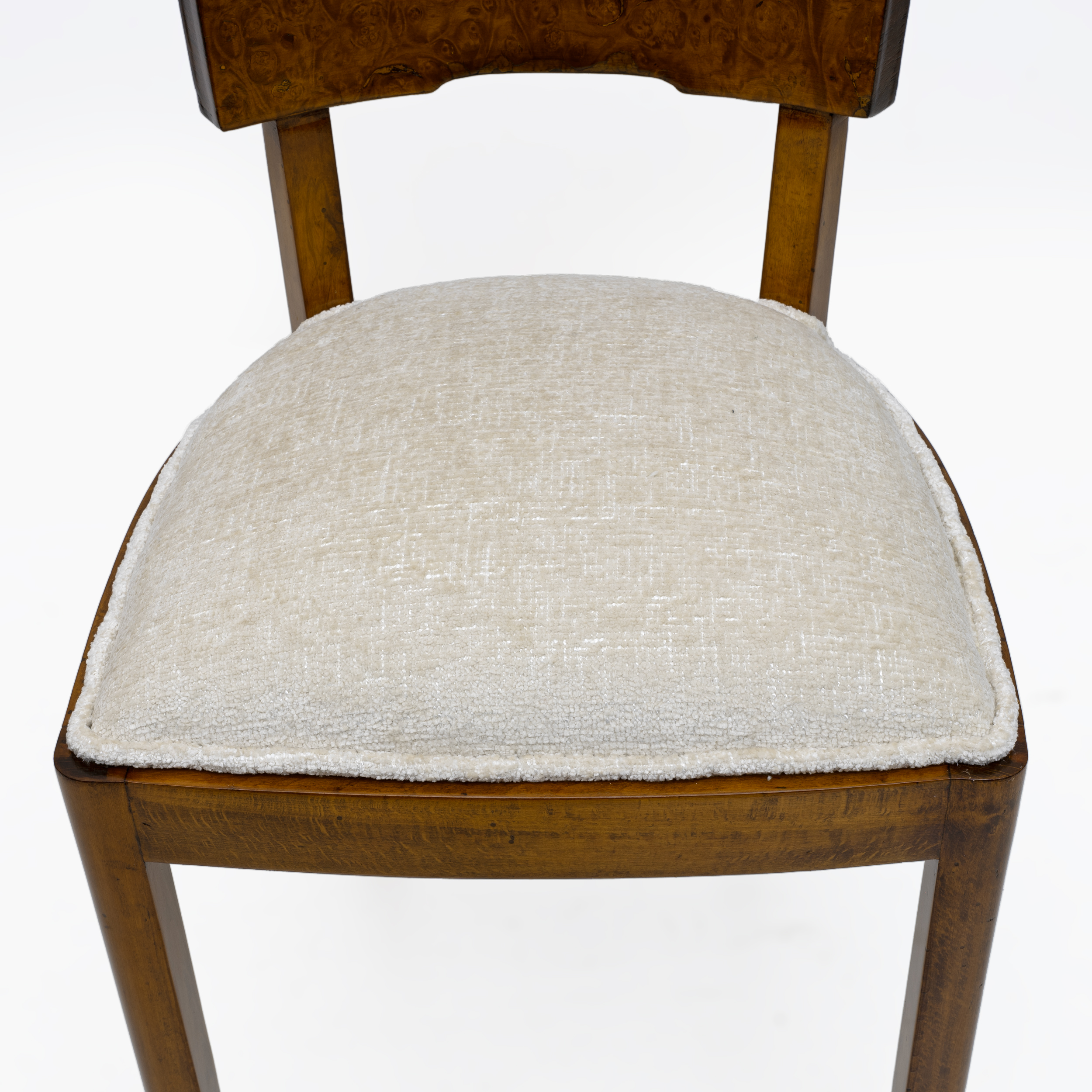 Set of Six Art Deco Italian Walnut Dining Chairs, 1930s