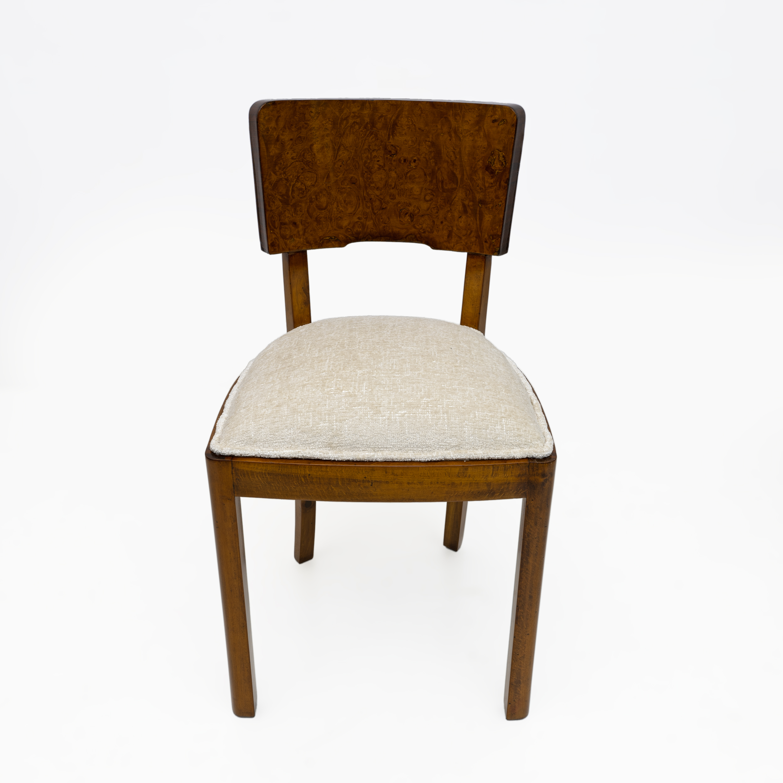 Set of Six Art Deco Italian Walnut Dining Chairs, 1930s