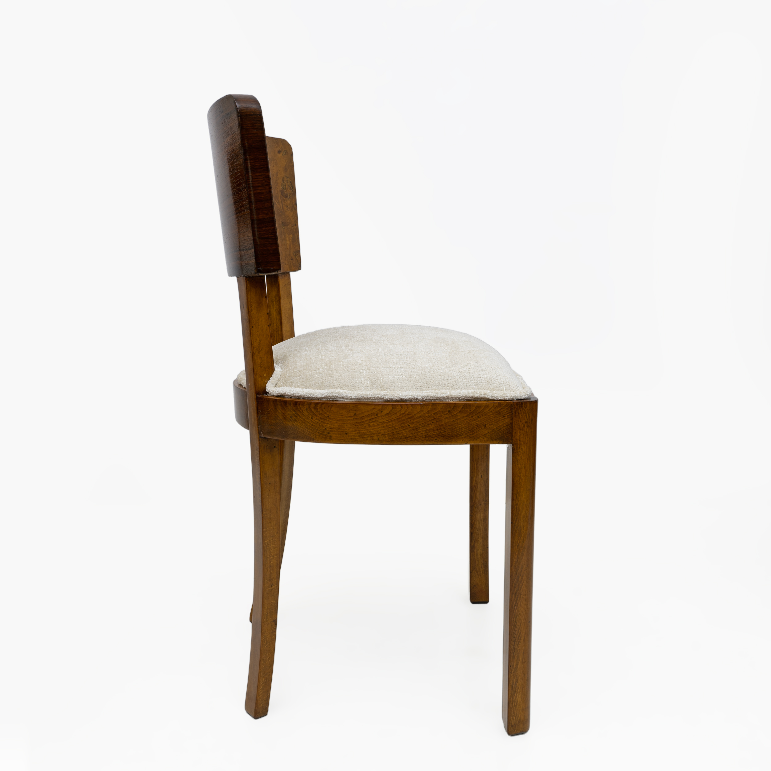 Set of Six Art Deco Italian Walnut Dining Chairs, 1930s