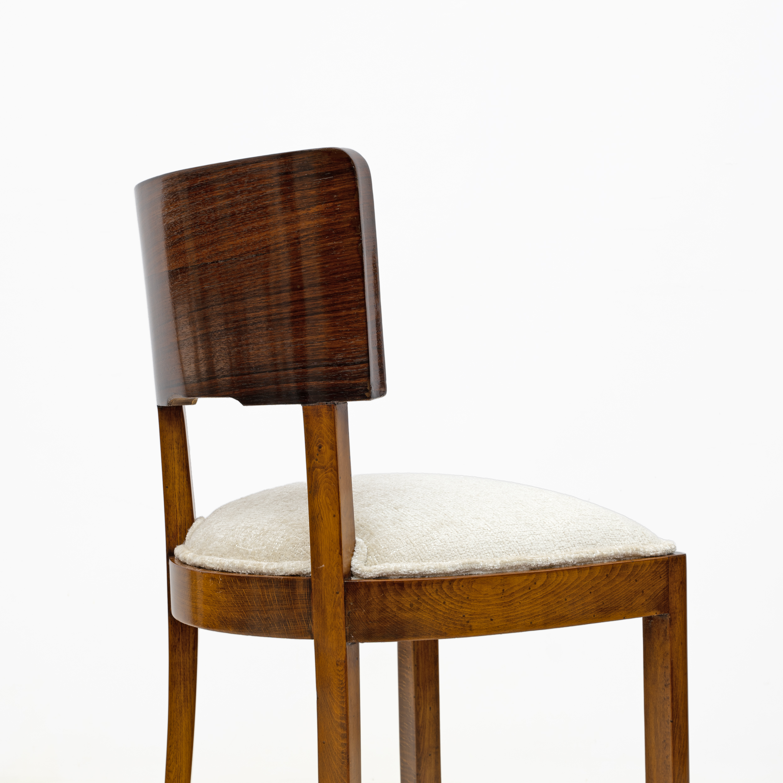 Set of Six Art Deco Italian Walnut Dining Chairs, 1930s