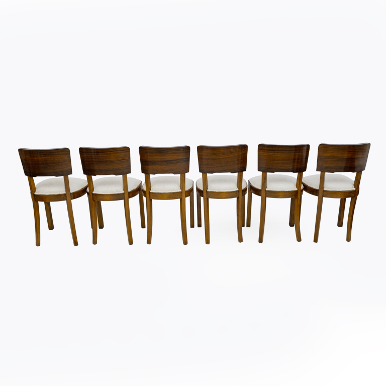 Set of Six Art Deco Italian Walnut Dining Chairs, 1930s - Image 11