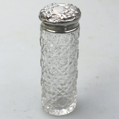 An antique Edwardian English sterling solid silver & cut glass Jar C.1903 - Image 2