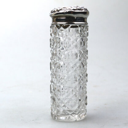 An antique Edwardian English sterling solid silver & cut glass Jar C.1903 - Image 4