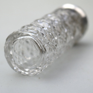 An antique Edwardian English sterling solid silver & cut glass Jar C.1903