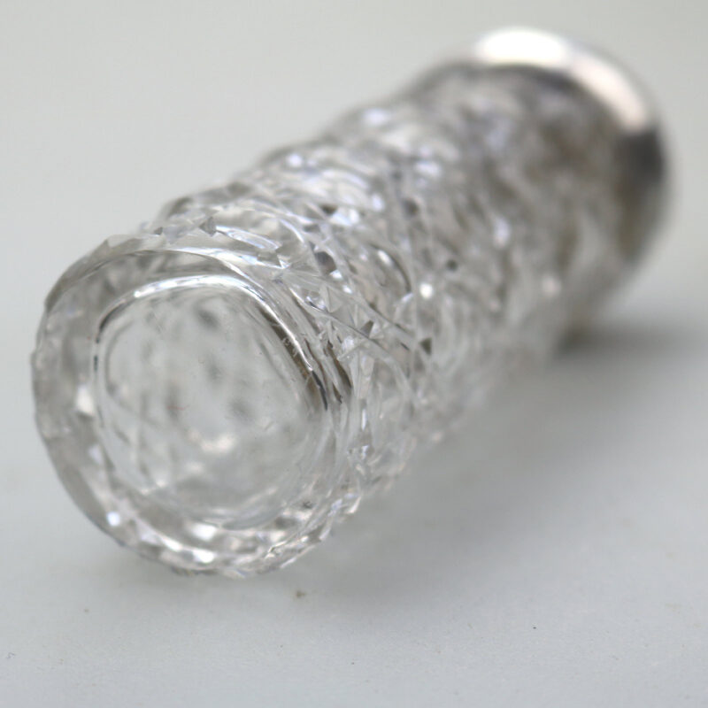 An antique Edwardian English sterling solid silver & cut glass Jar C.1903