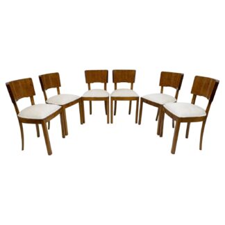 Six of Art Deco Italian Walnut Dining Chairs, 1930s