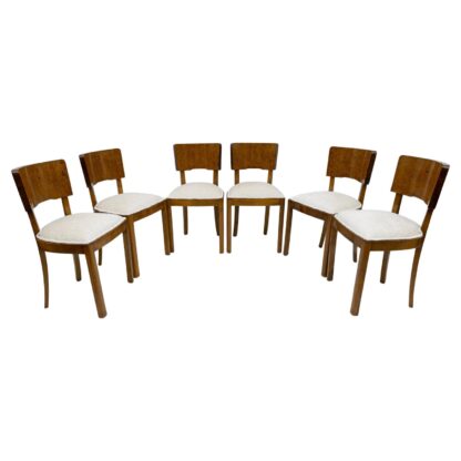 Six of Art Deco Italian Walnut Dining Chairs, 1930s