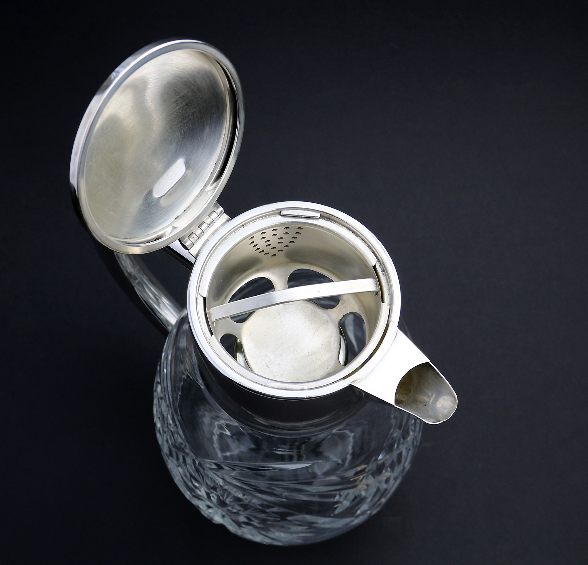 A substantial WMF deep cut glass & silver plate Lemonade Jug & ice holder C.1935+