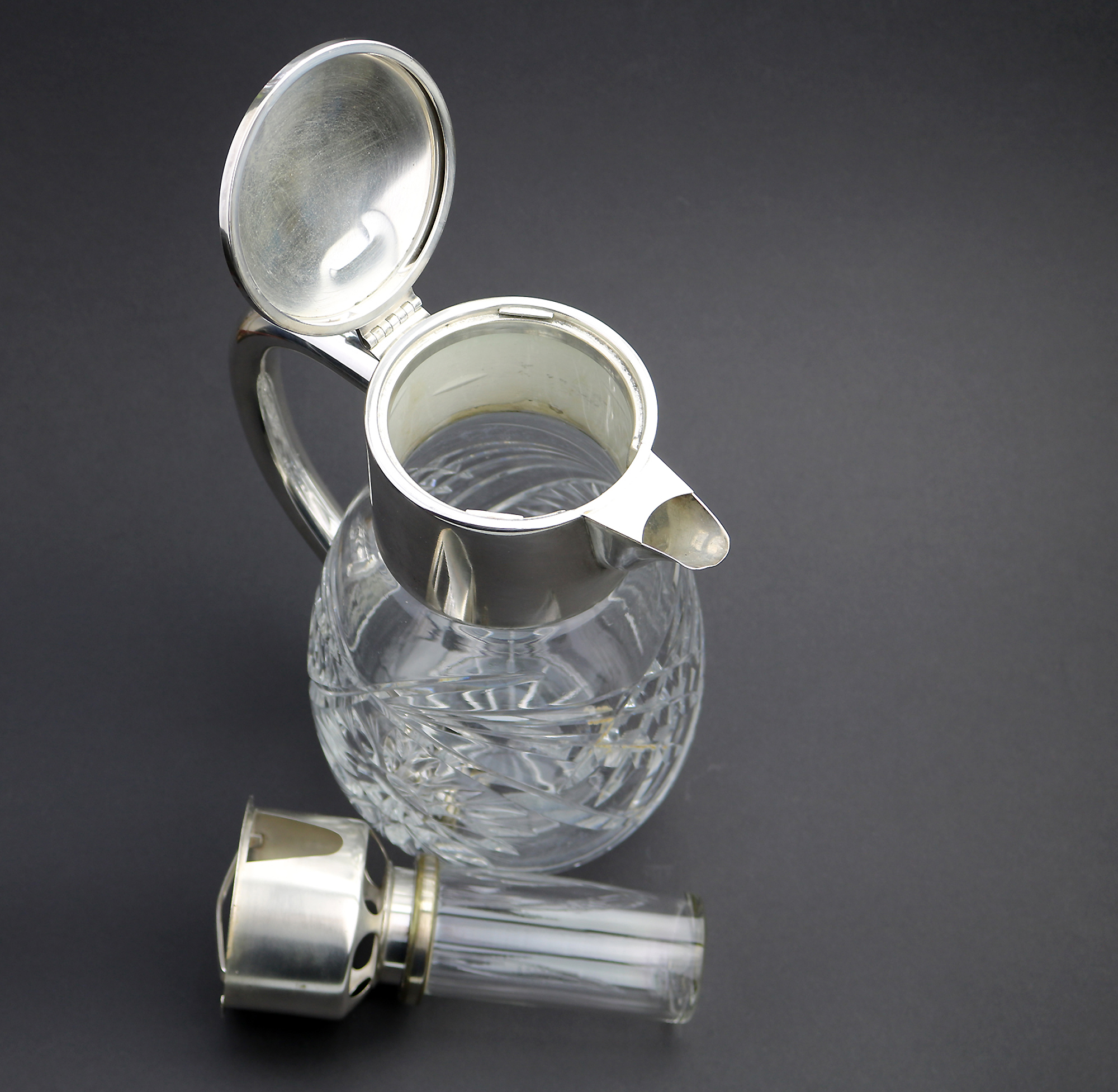A substantial WMF deep cut glass & silver plate Lemonade Jug & ice holder C.1935+