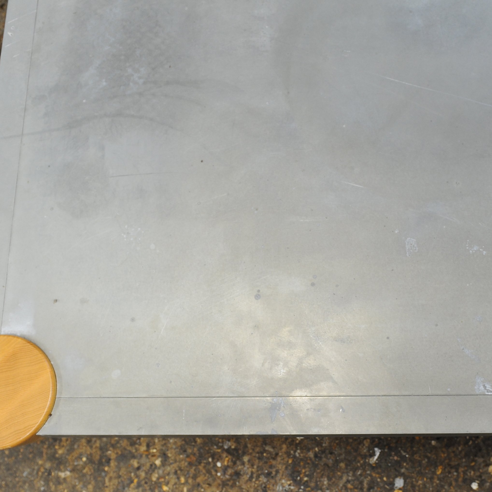 Zinc Square Coffee Table With Turned Oak Legs By Conran, 1980s