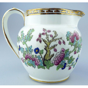 An antique Harrods Victorian pottery hand coloured Indian Tree Jug C.1891+
