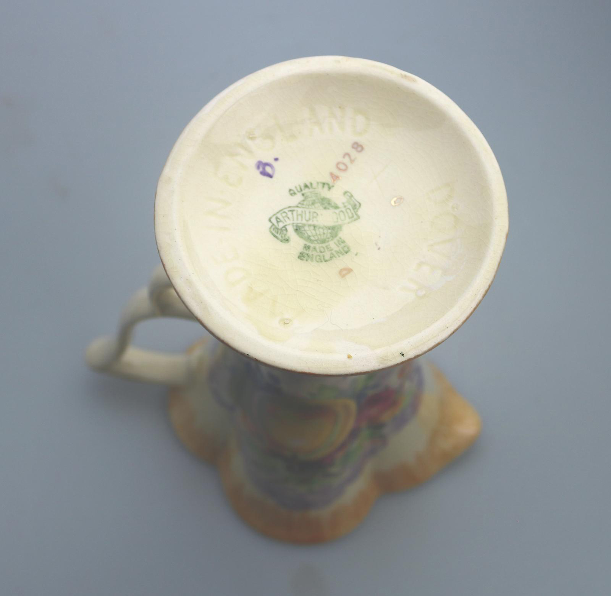 A large mid-century Art Deco ceramic art pottery Arthur Wood dover Jug C.1954