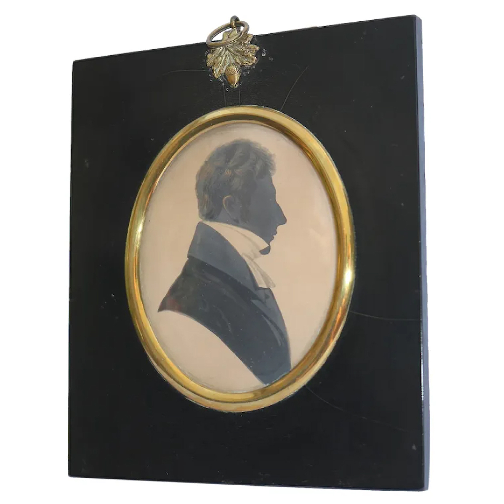 A very fine antique Georgian polychrome painted Portrait Miniature Silhouette
