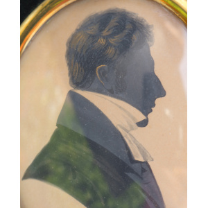 A very fine antique Georgian polychrome painted Portrait Miniature Silhouette